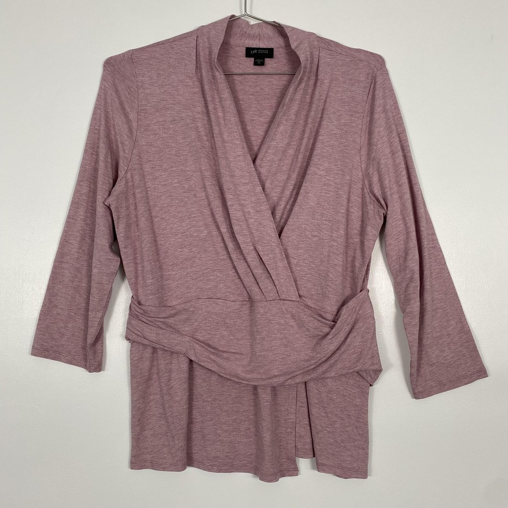 J Jill Shirt Womens Medium Tall Pink Wearever Wrap Tunic Top 3/4 Sleeve Stretch
